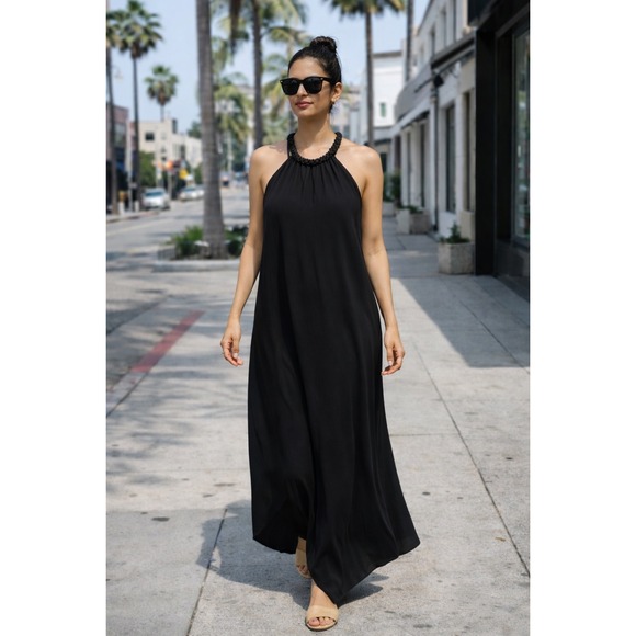 RACHEL Rachel Roy Dresses & Skirts - Rachel‎ Rachel Roy Black Maxi Dress Rope Strap Halter Neck XS NWT